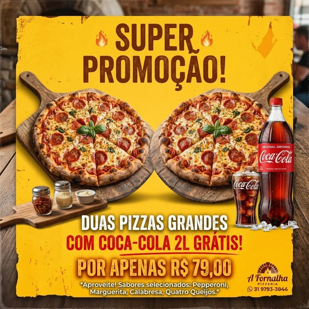 Combo 2 Pizza Grande 8 fatias + Refrigerante 2 L